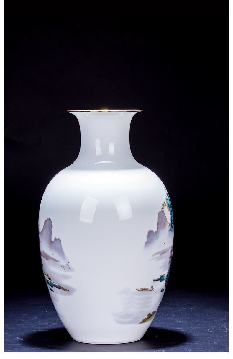 Jingdezhen ceramic vase furnishing articles trumpet flower arranging Chinese style restoring ancient ways thin foetus famous antique hand - made sitting room adornment