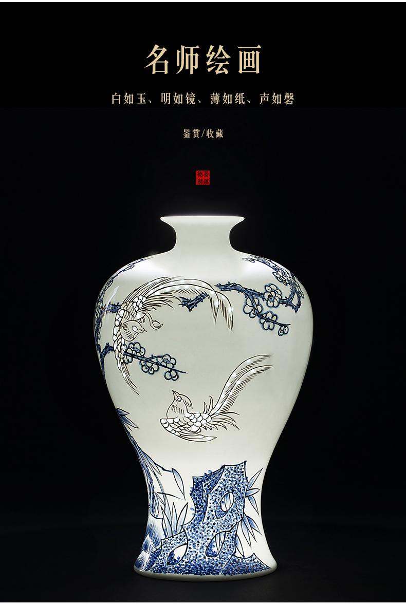 Jingdezhen ceramics vase furnishing articles hand - made paint new Chinese style living room porch flower arranging rich ancient frame handicraft