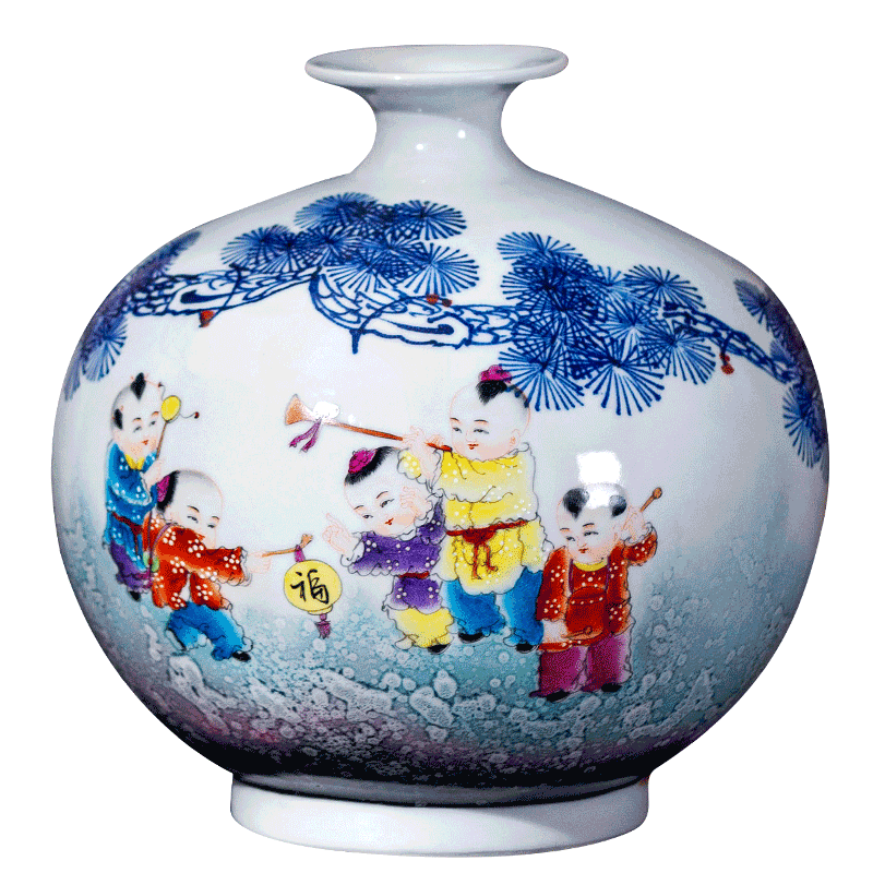 Jingdezhen ceramic vase furnishing articles by hand - made rich ancient frame light the key-2 luxury of new Chinese style household, the sitting room porch decoration