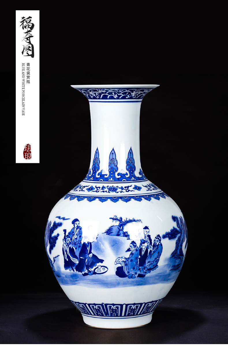 Jingdezhen ceramics new Chinese blue and white porcelain vase is placed large flower arranging archaize sitting room adornment general tank