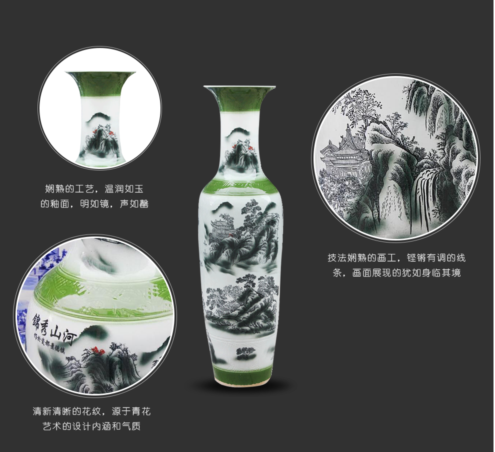 Splendid sunvo e179 jingdezhen ceramics color ink landscape painting of large vases, restoring ancient ways is the sitting room adornment