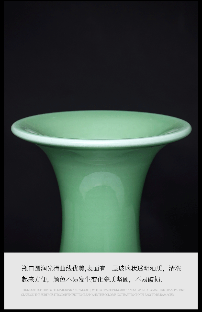 Jingdezhen masters ceramics vase and furnishing articles flowers sitting room of Chinese style household adornment green paint peony