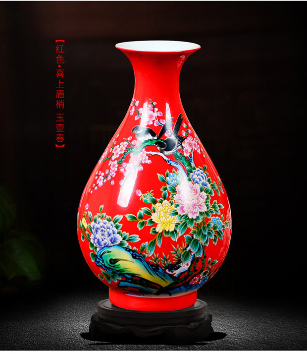 Jingdezhen ceramics powder enamel floret bottle of flower arranging dried flowers home sitting room rich ancient frame TV ark adornment small place