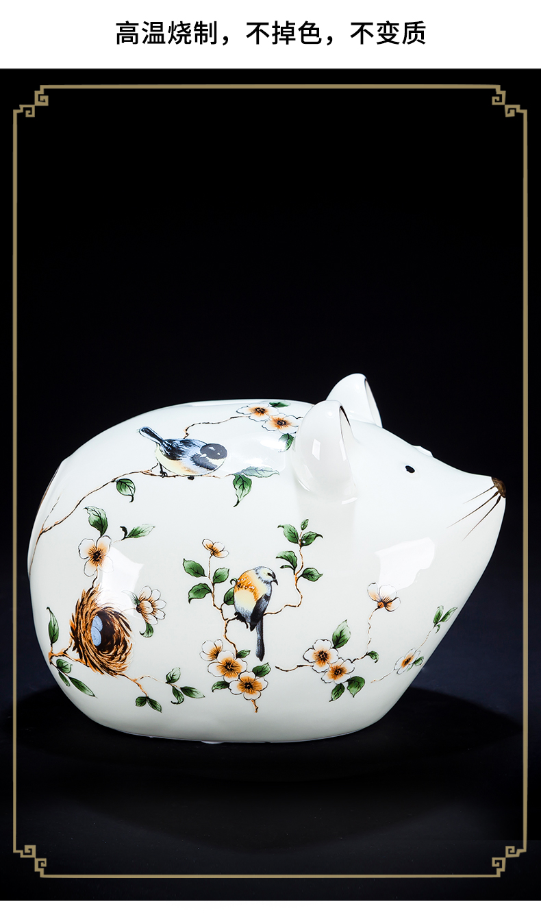 Jingdezhen ceramic sitting room pastel paint new Chinese style originality rat you money piggy bank furnishing articles gift decoration