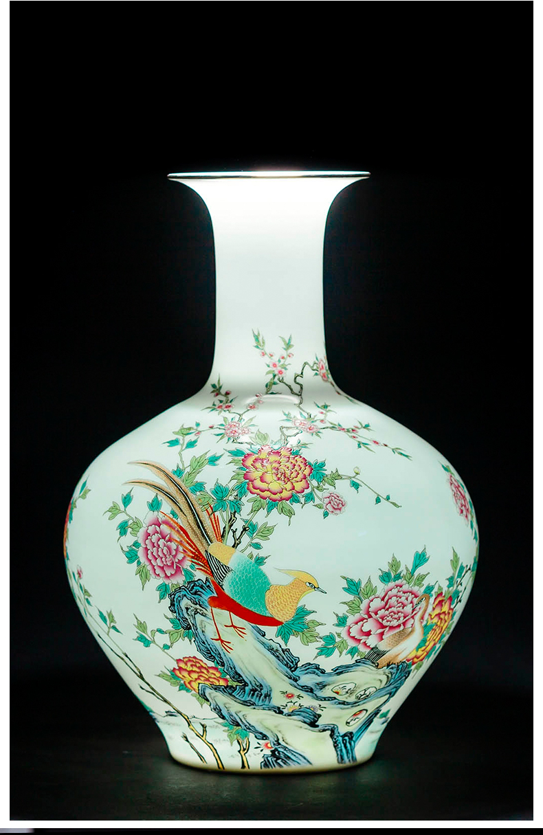 Jingdezhen ceramic vase furnishing articles pastel thin body new Chinese flower arranging to restore ancient ways small rich ancient frame sitting room adornment