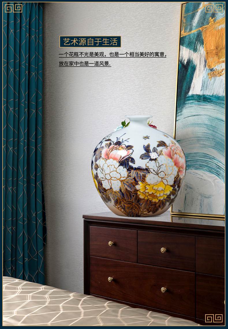 Jingdezhen ceramic vase light key-2 luxury furnishing articles by hand - made paint the living room of Chinese style household rich ancient frame porch decoration