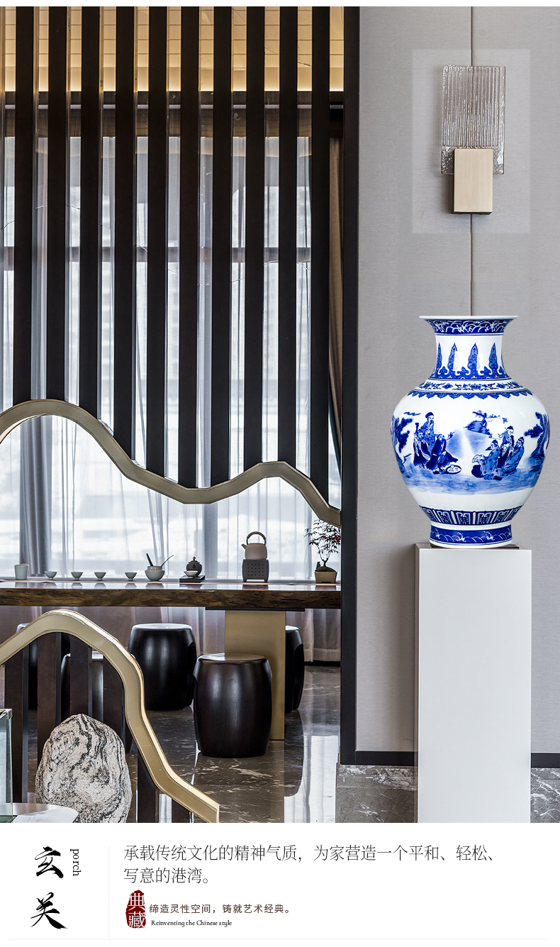 Jingdezhen ceramics new Chinese blue and white porcelain vase is placed large flower arranging archaize sitting room adornment general tank