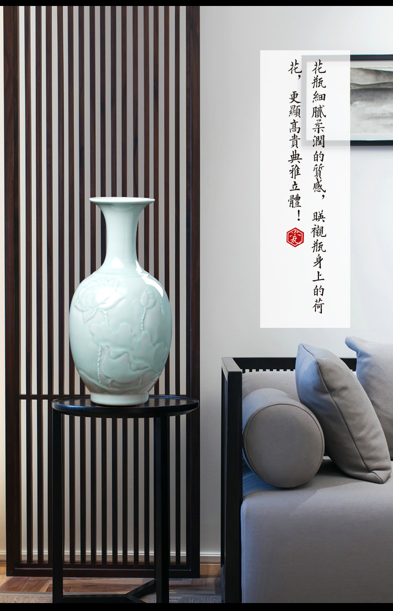 Jingdezhen archaize shadow blue anaglyph ceramic vases, flower arranging the new Chinese rich ancient frame sitting room adornment home furnishing articles