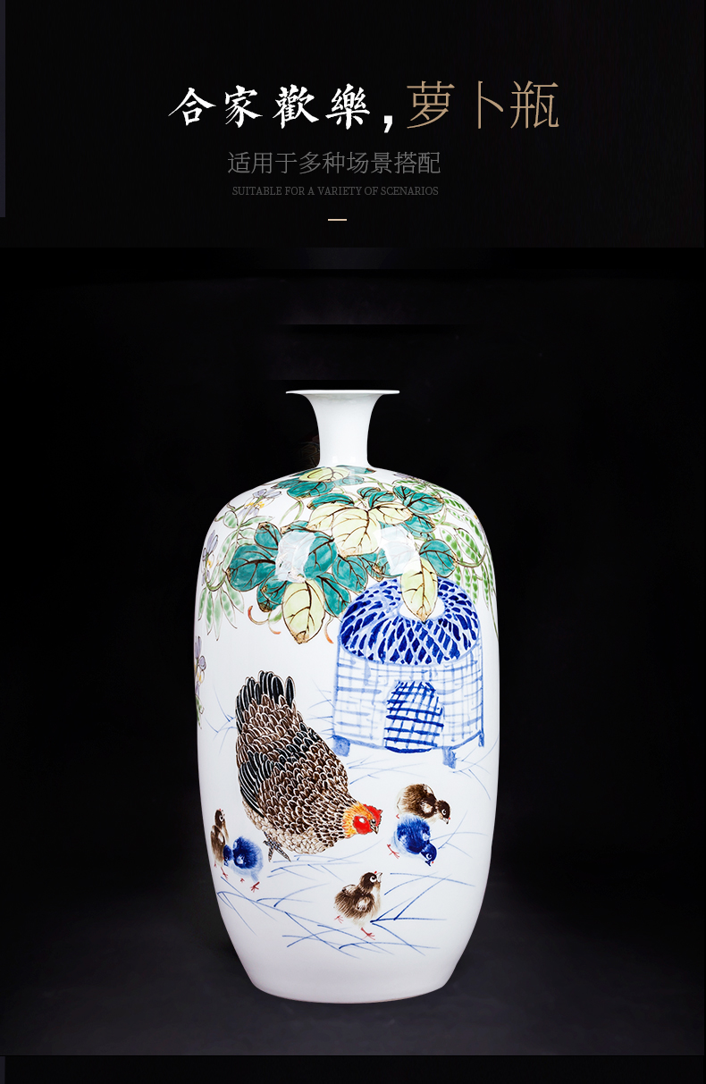 Jingdezhen ceramics hand - made enamel vase large living room TV cabinet decoration of Chinese style household furnishing articles bottle