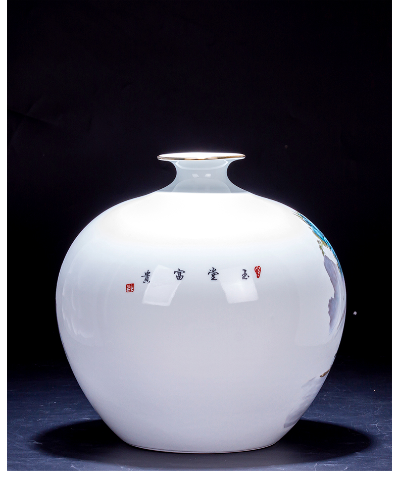 Jingdezhen ceramic vase furnishing articles trumpet flower arranging Chinese style restoring ancient ways thin foetus famous antique hand - made sitting room adornment