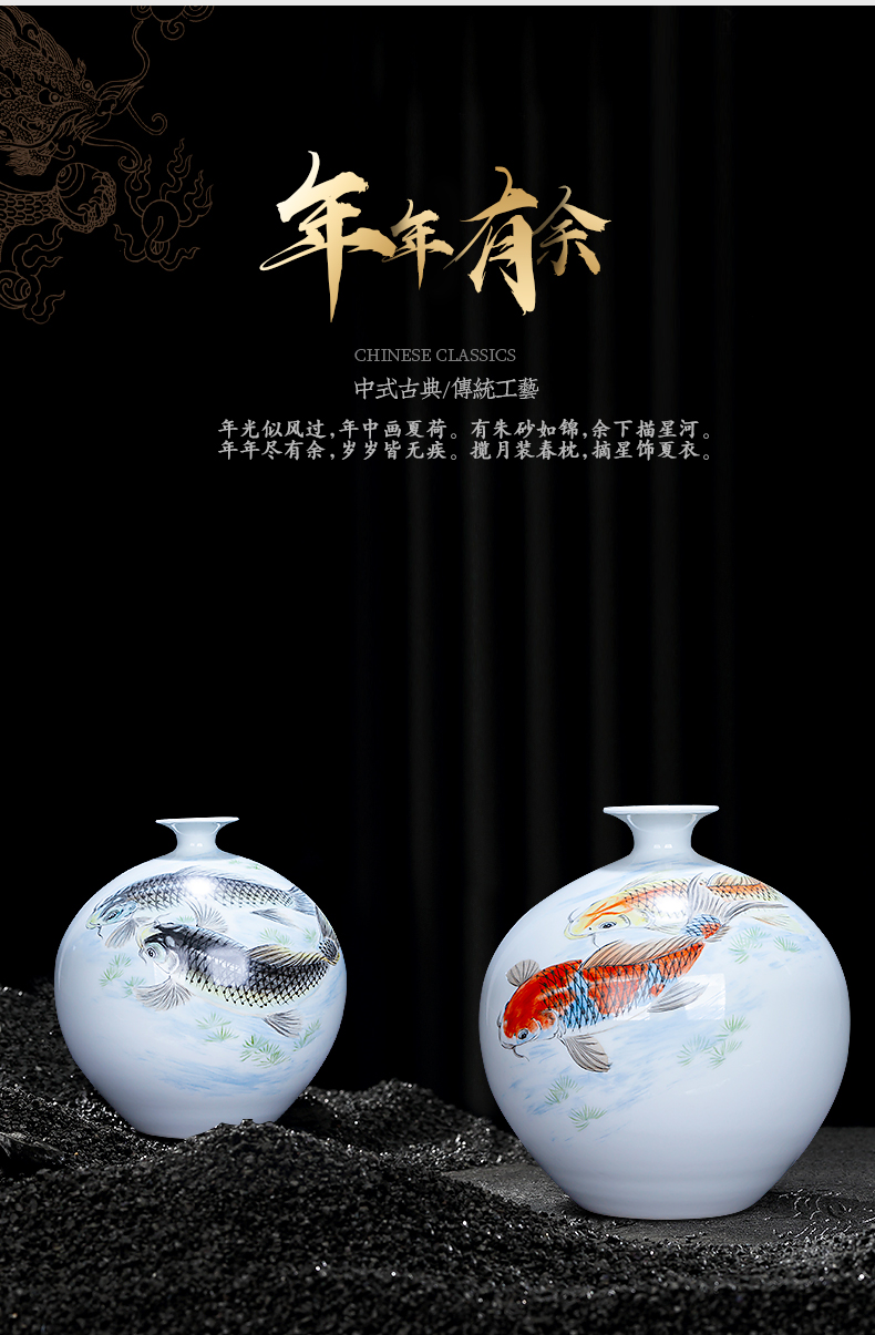 Jingdezhen ceramics famous hand - made vases furnishing articles of Chinese style living room rich ancient frame decorative arts and crafts for more than year after year