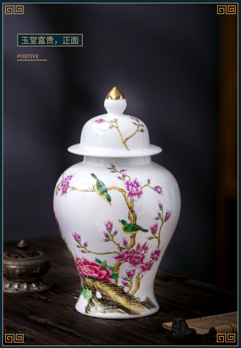 Jingdezhen ceramic vase furnishing articles of Chinese style white hand draw the general pot of home sitting room rich ancient frame porch decoration