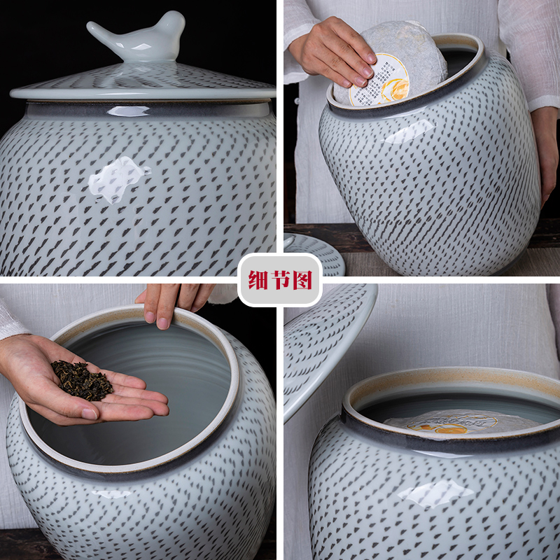 Jingdezhen ceramic tea caddy fixings large seal storage tank with show white gourd caddy fixings 3.5 kg