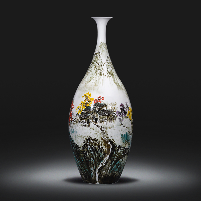 Jingdezhen ceramics vase famous hand - made under glaze color Chinese rural style home sitting room adornment is placed