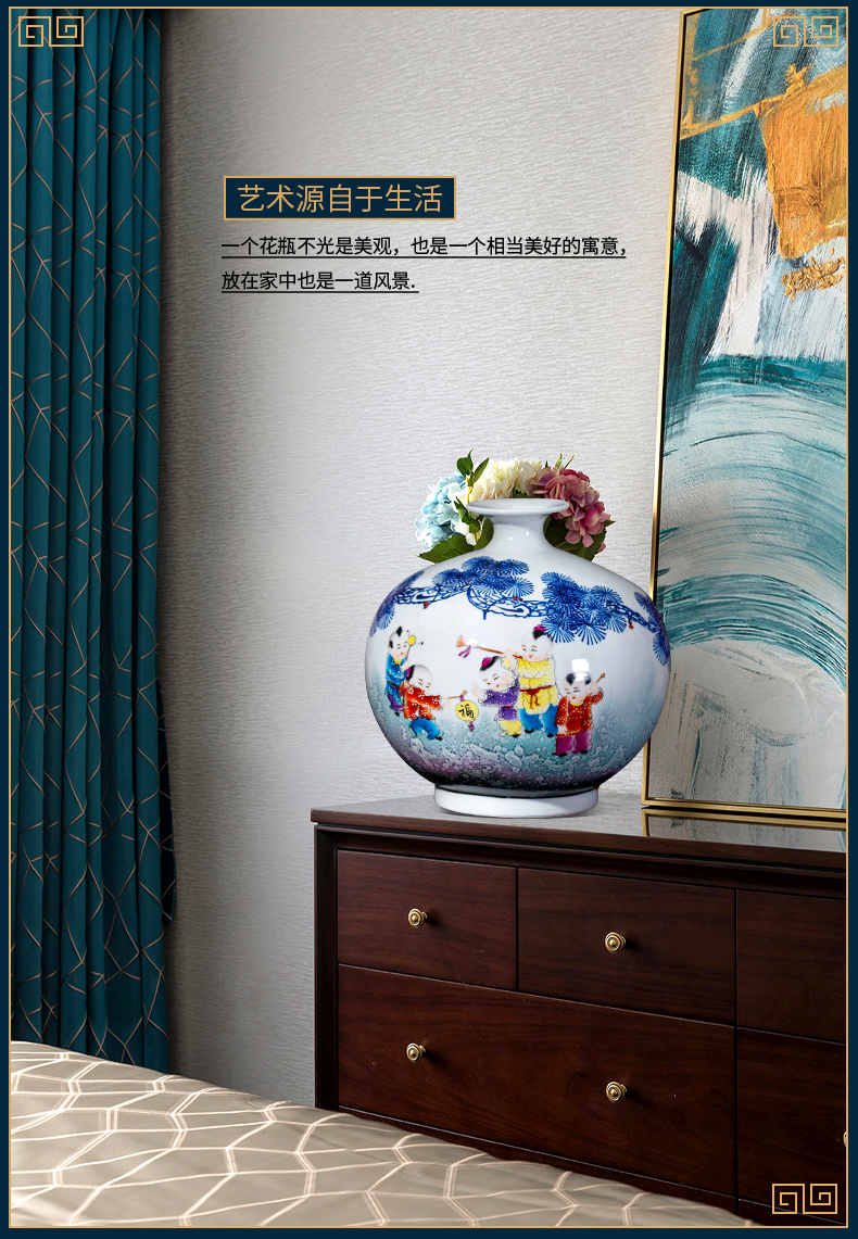 Jingdezhen ceramic vase furnishing articles by hand - made rich ancient frame light the key-2 luxury of new Chinese style household, the sitting room porch decoration