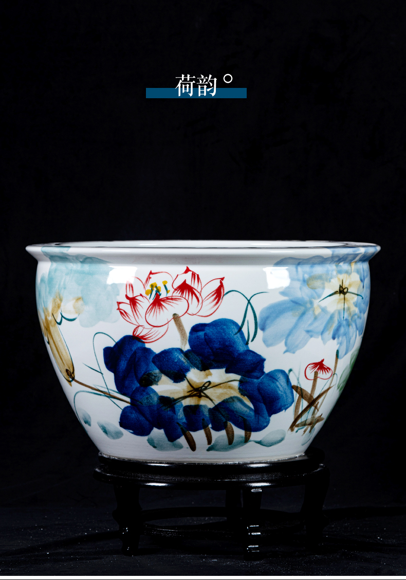 Jingdezhen ceramic aquarium adornment is placed a large water lily bowl lotus home sitting room ground is suing garden ornaments