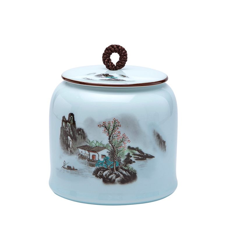 Jingdezhen ceramics powder enamel caddy fixings puer tea pot with cover seal storage tanks tea boxes, tea sets