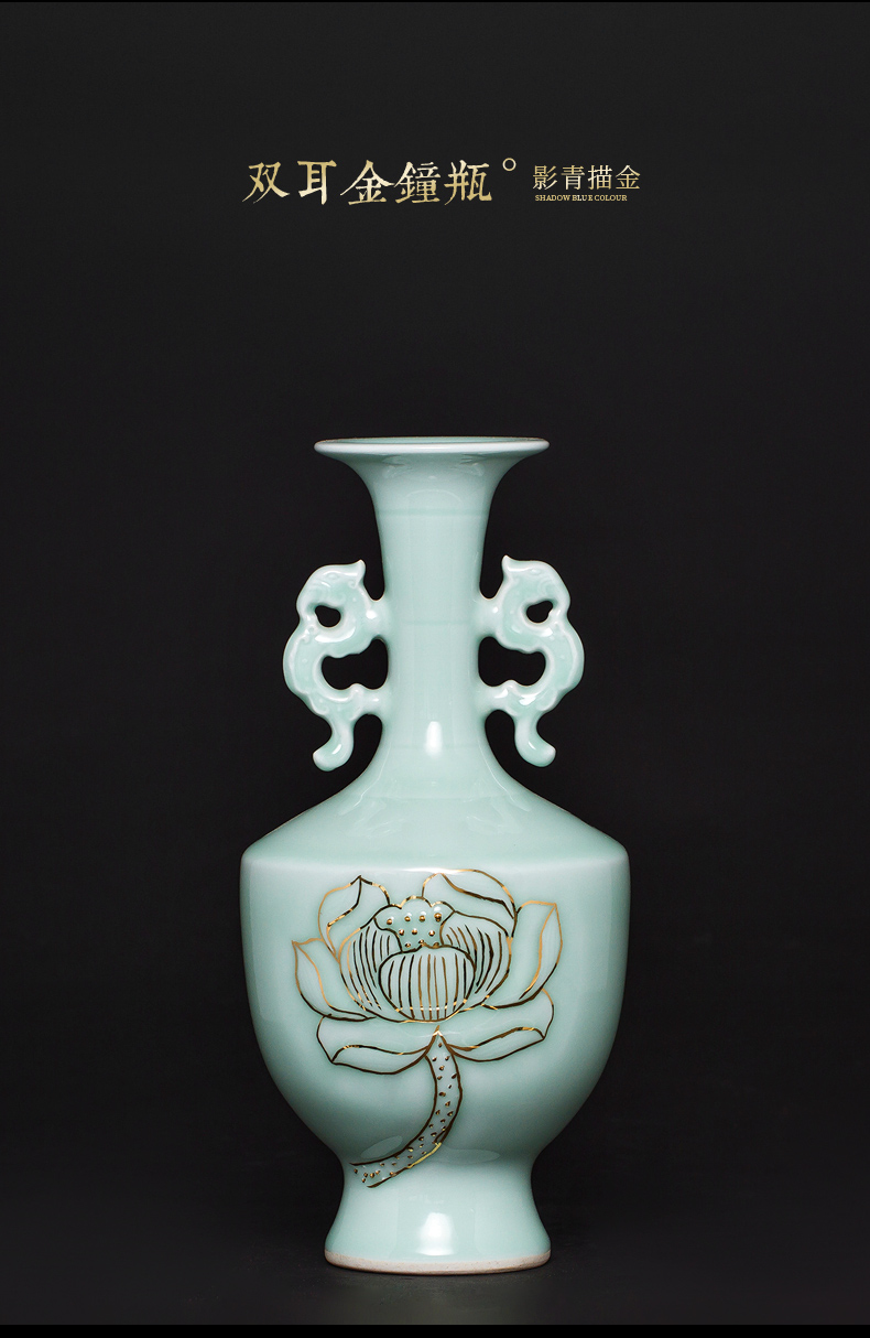 Jingdezhen ceramics hand - made ears fuels the lotus flower bottle rich ancient frame TV ark, sitting room adornment is placed