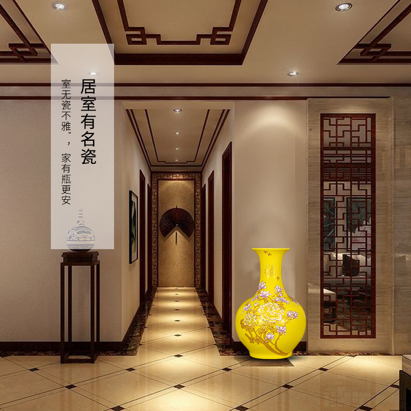 Red, yellow, blue large jingdezhen ceramics peony vases, flower arranging new Chinese style household adornment sitting room place