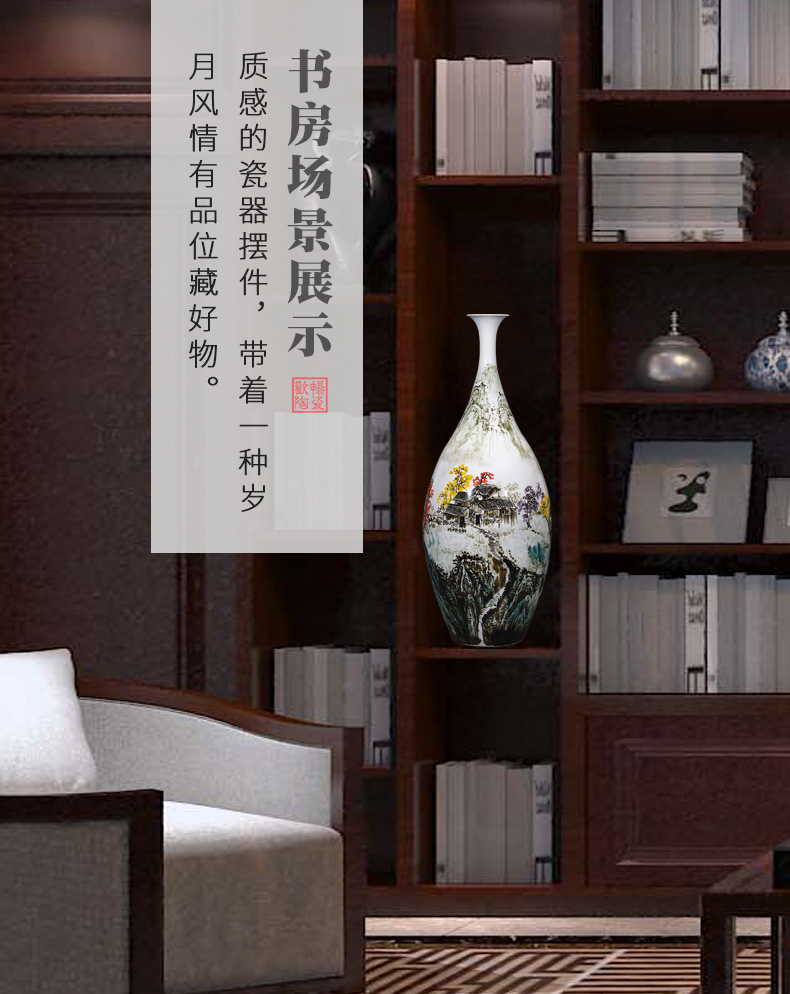 Jingdezhen ceramics vase famous hand - made under glaze color Chinese rural style home sitting room adornment is placed