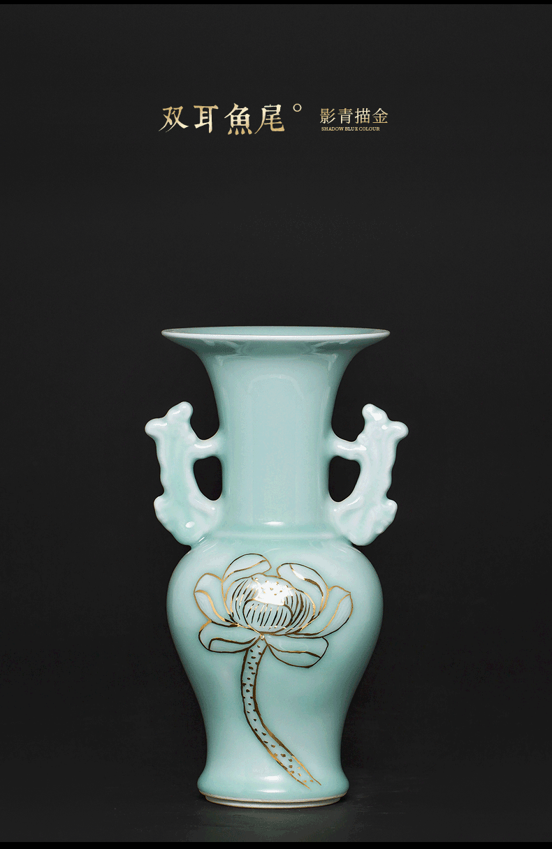 Jingdezhen ceramics hand - made ears fuels the lotus flower bottle rich ancient frame TV ark, sitting room adornment is placed