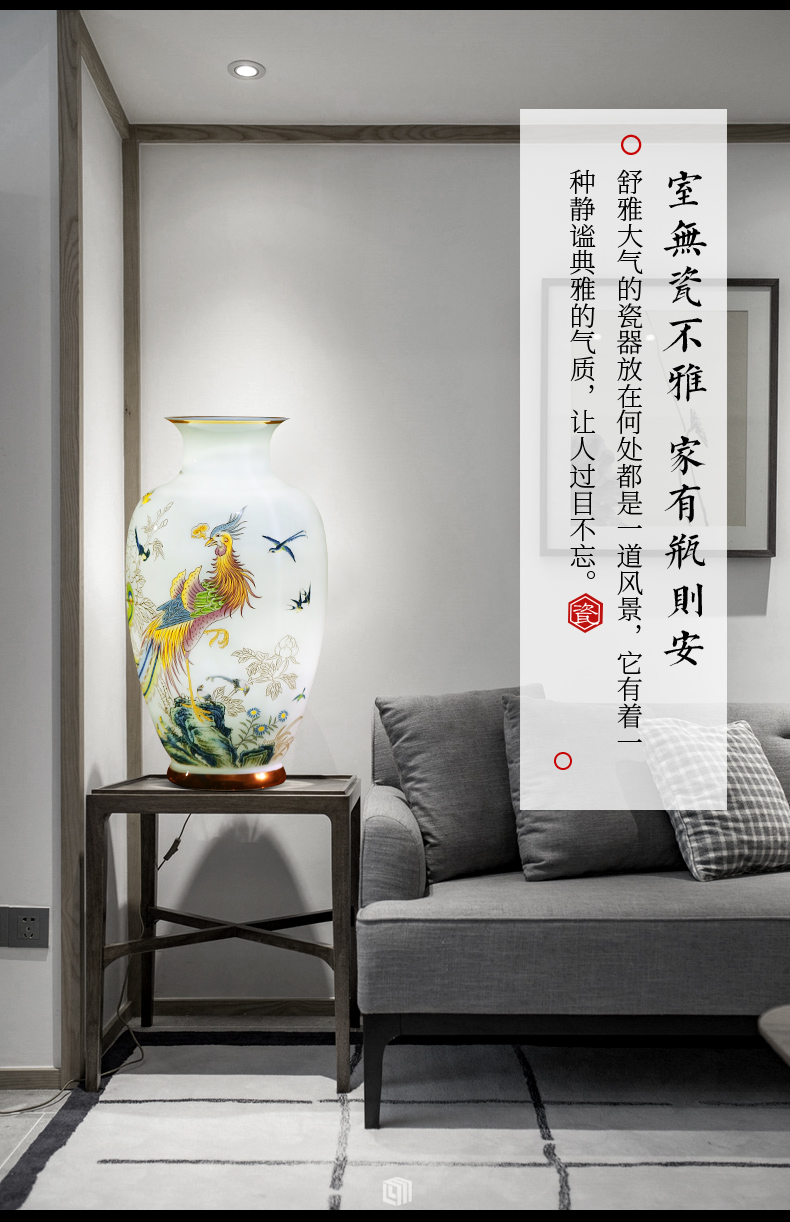 Jingdezhen chinaware paint vase furnishing articles sitting room flower arranging birds pay homage to the king home sitting room adornment is placed