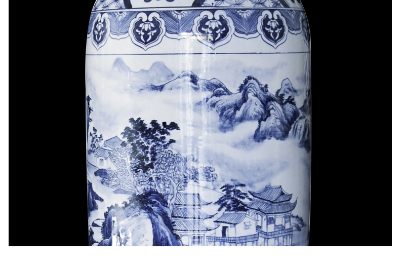 Hand - made jinxiu blue and white porcelain is jingdezhen ceramics was sitting room of large vase villa furnishing articles opening gifts