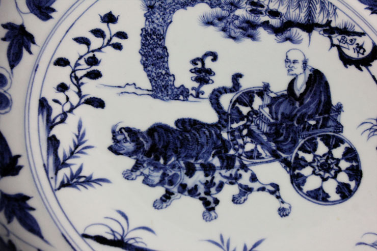 Imitation of yuan blue and white porcelain of jingdezhen ceramics decoration plate sits plate of archaize sitting room porch decoration handicraft furnishing articles