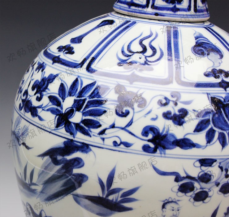 Jingdezhen ceramics under the hand - made antique imitation of yuan blue and white porcelain vase Xiao Heyue after han xin sitting room adornment is placed