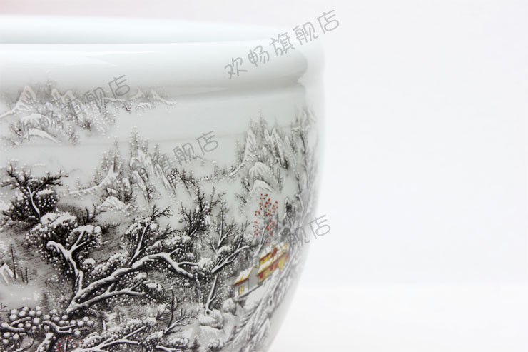 Yg11 merry snow figure of jingdezhen ceramics water lily bowl lotus goldfish turtle cylinder aquarium fish basin