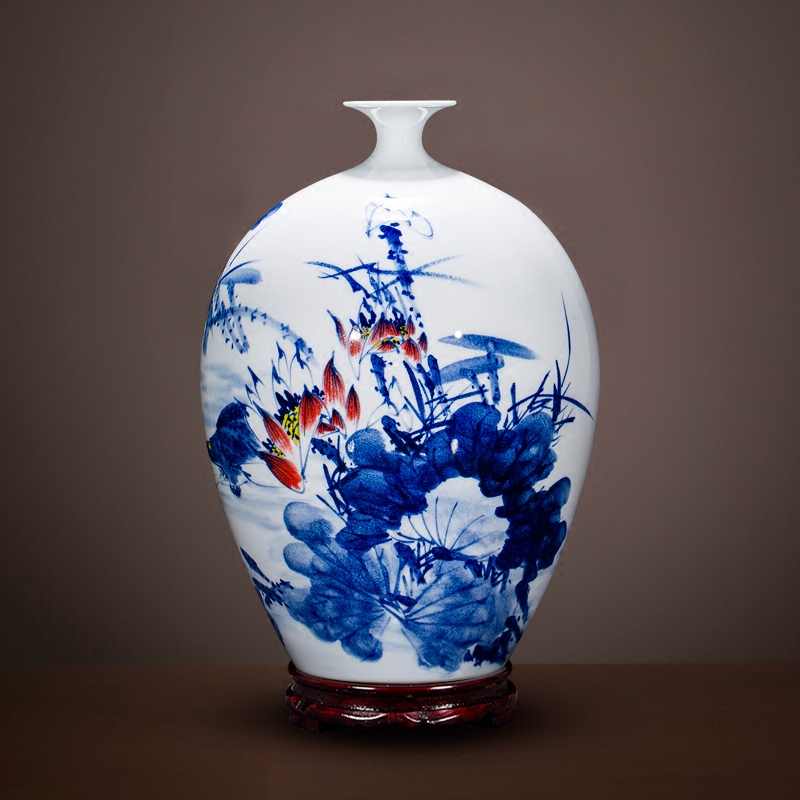 Jingdezhen ceramics vase master Chinese antique hand - made home sitting room adornment of blue and white porcelain flower arranging furnishing articles