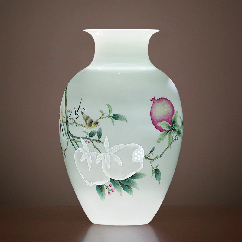 Jingdezhen ceramics Chinese hand - made orioles pomegranate vase master home sitting room porch decoration as furnishing articles