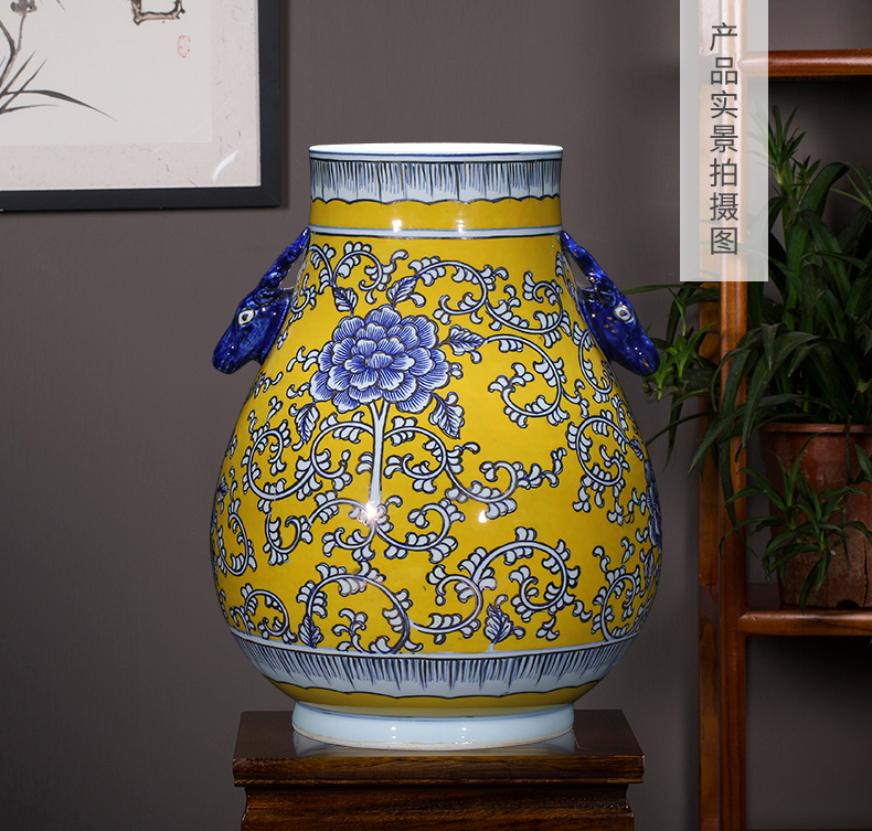 Jingdezhen ceramics antique vase hand - made painting and calligraphy calligraphy and painting tube of classical Chinese style living room decorations study furnishing articles