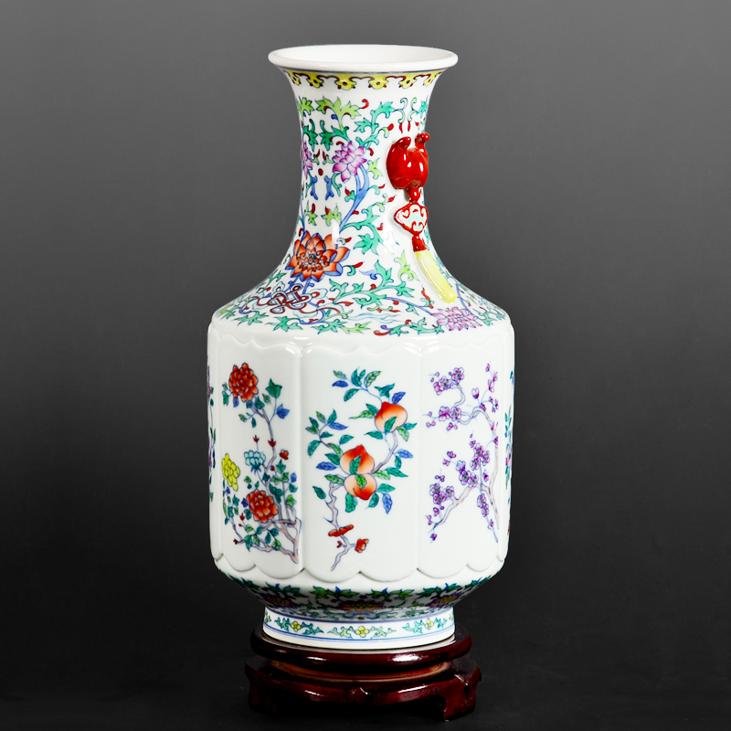 Antique porcelain qianlong pastel spring of the four seasons with the vase home sitting room adornment is placed the process of jingdezhen ceramics