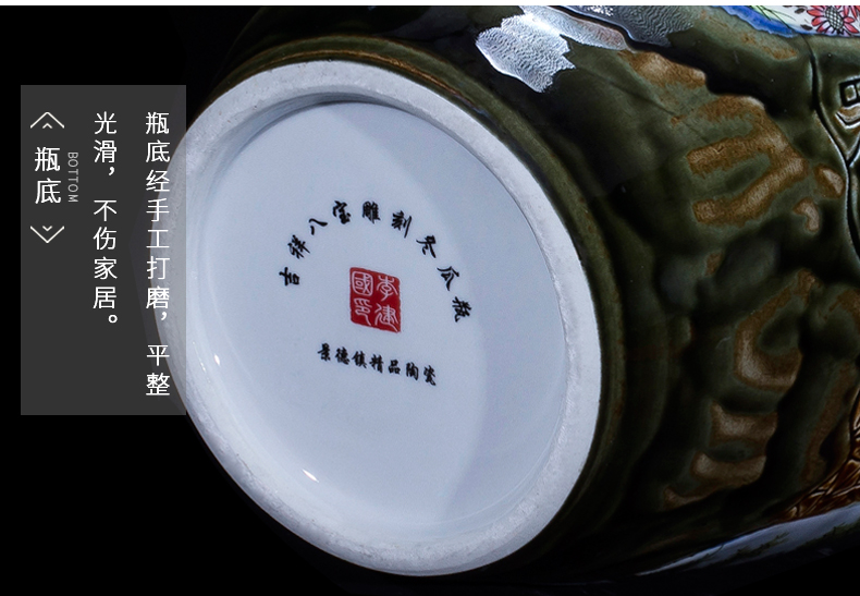 Jingdezhen ceramics powder enamel famous master of large vase decoration of new Chinese style household, sitting room adornment is placed