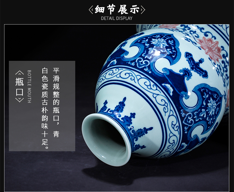 Jingdezhen blue and white ceramic antique vase youligong nine peach gourd bottle of Chinese style porch craft ornaments furnishing articles