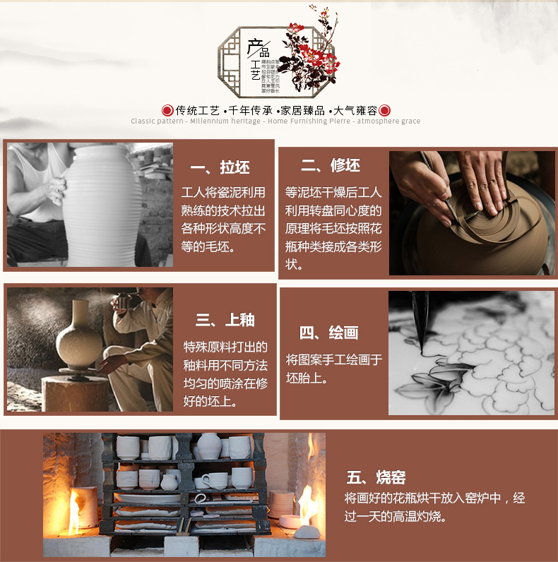 Jingdezhen ceramics hand - carved quiver hand - made landing big vase hotel decoration furnishing articles opening gifts