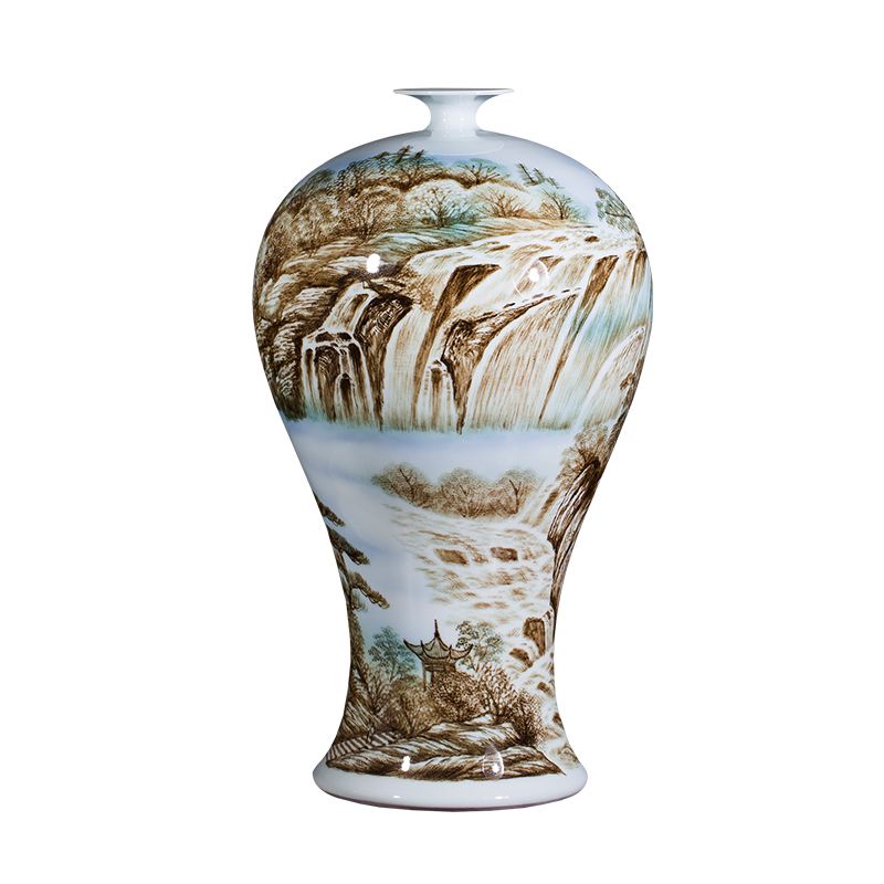Jingdezhen ceramic antique color ink famous hand - made vases bonanza Chinese style home sitting room adornment is placed