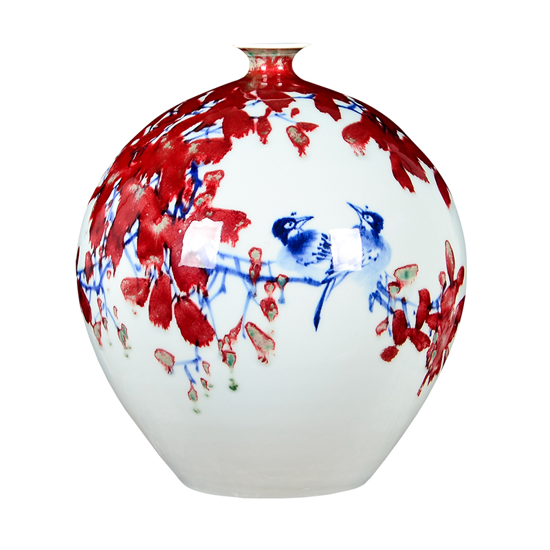 Jingdezhen ceramics by hand draw much luck powder enamel vase modern Chinese style living room decoration furnishing articles