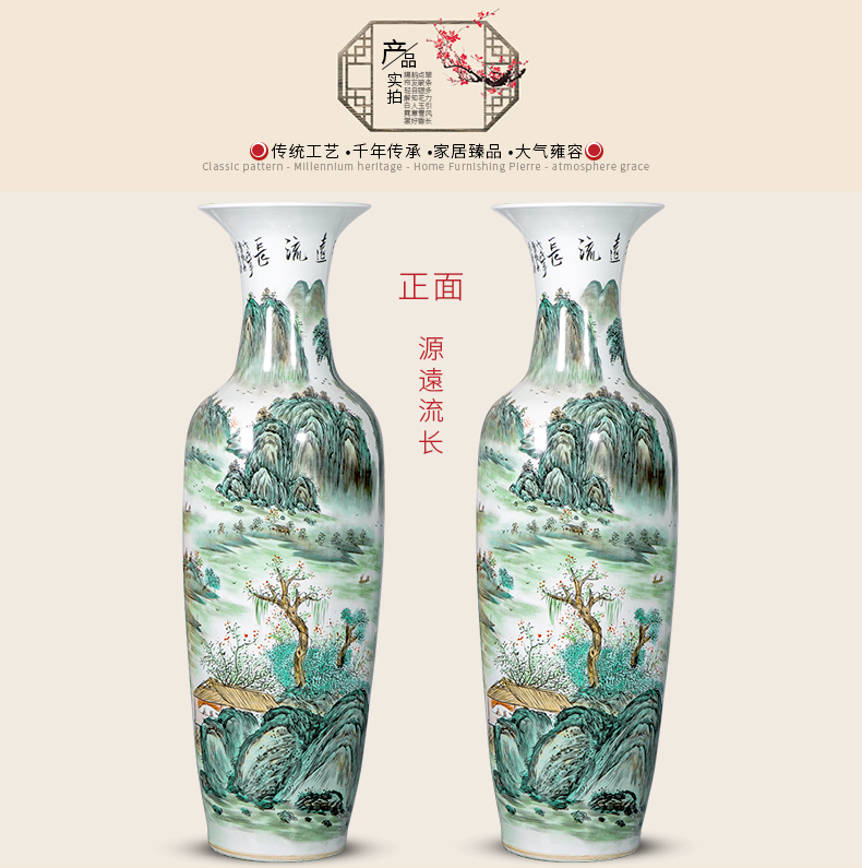 Jingdezhen ceramic hand - made pastel furnishing articles sitting room of large vase decoration large opening move 1.2 meters