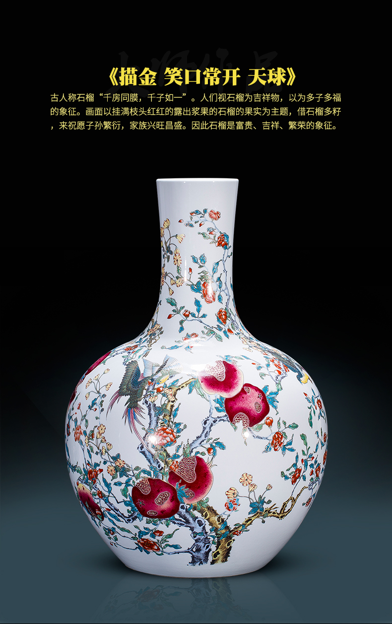 Jingdezhen chinaware paint antique vase furnishing articles of Chinese style classical decoration decoration rich ancient frame large living room