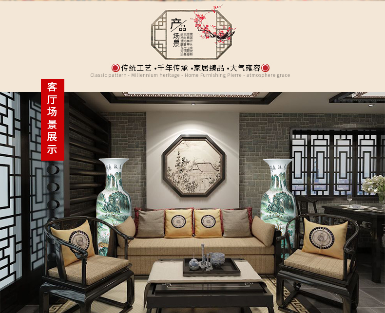 Jingdezhen ceramic hand - made pastel furnishing articles sitting room of large vase decoration large opening move 1.2 meters