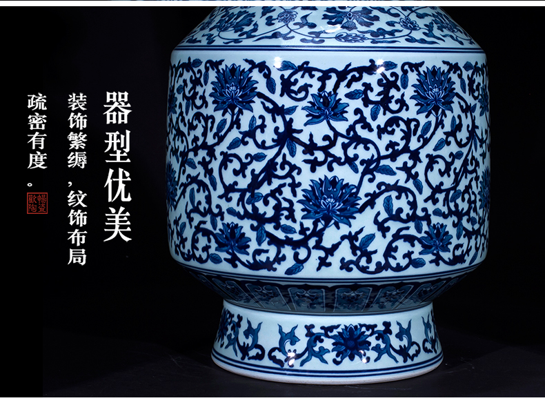 Imitation the qing qianlong hand - made of blue and white porcelain of jingdezhen ceramics sweet ears archaize sitting room of large vase and furnishing articles