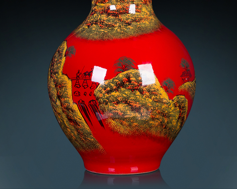 Jingdezhen ceramics China red bottle gourd of large vase sitting room adornment is placed large extra large