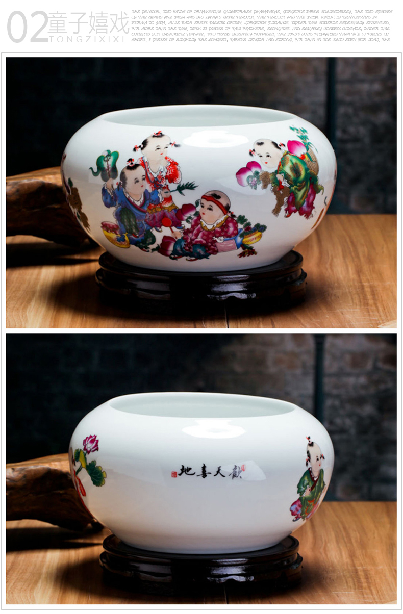 Jingdezhen ceramics peach blossom put water point little gold fish tank water lily bowl lotus cylinder cylinder writing brush washer tortoise furnishing articles c161