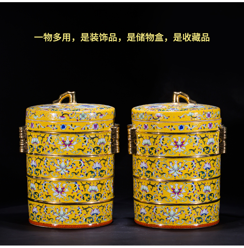 Archaize of jingdezhen imperial yellow caddy fixings ceramic tea cake large 2 jins domestic sealed tank storage tank