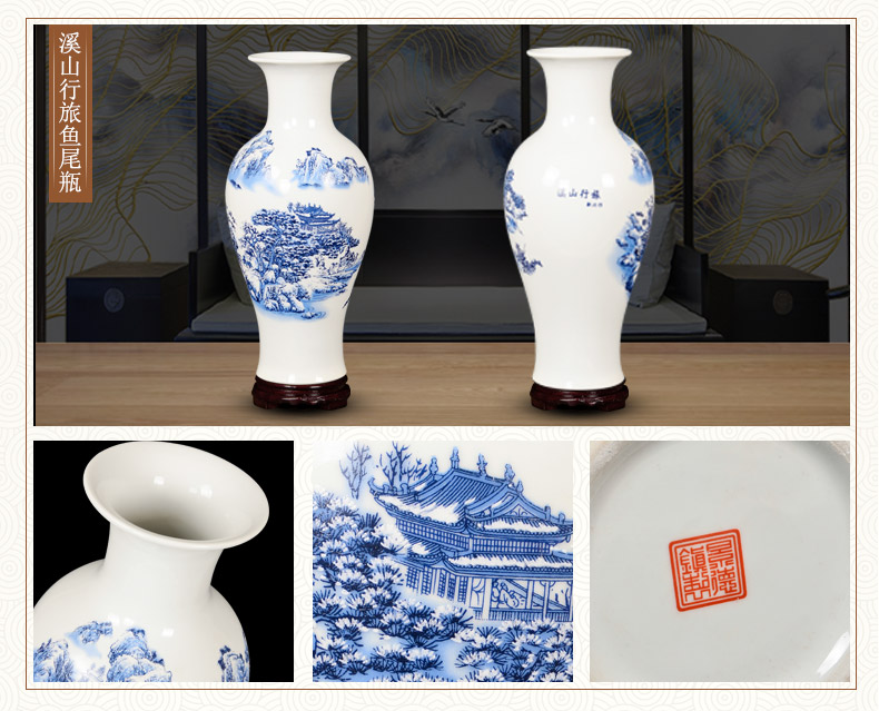 Jingdezhen ceramics large vases, flower arranging is modern new Chinese style household living room TV ark adornment furnishing articles