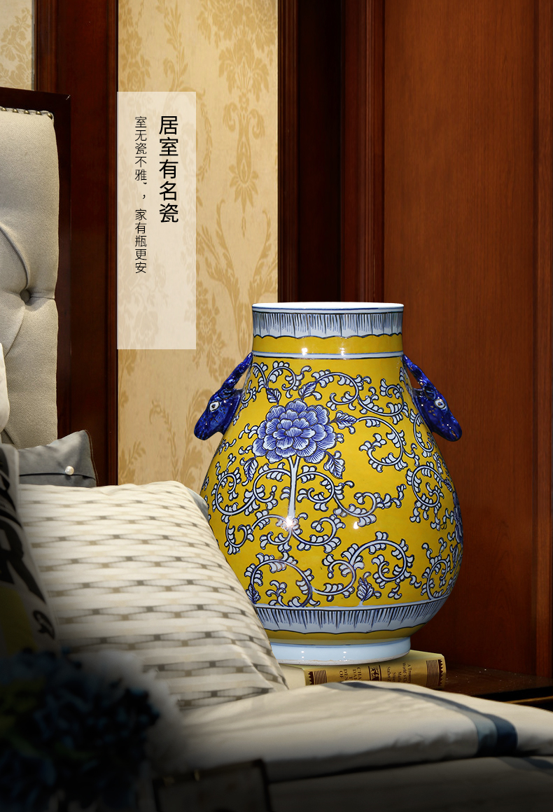 Jingdezhen ceramics antique vase hand - made painting and calligraphy calligraphy and painting tube of classical Chinese style living room decorations study furnishing articles
