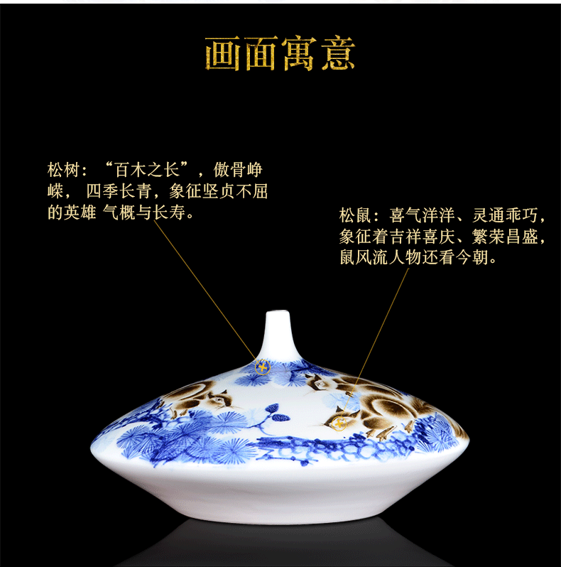 Famous master of jingdezhen ceramics hand - made gold rat blue and white porcelain vase prosperous wealth sitting room adornment handicraft furnishing articles