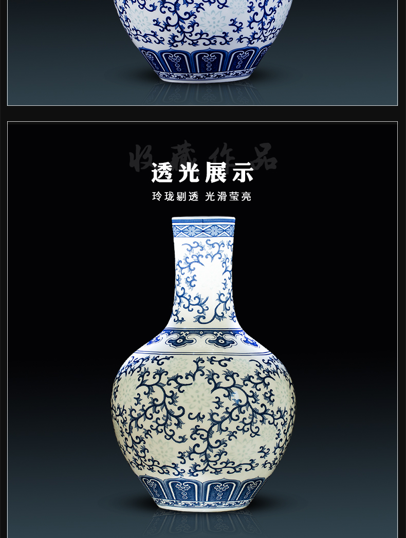 Thin foetus blue and white porcelain of jingdezhen ceramics floret bottle furnishing articles flower arranging Chinese rich ancient frame sitting room decoration